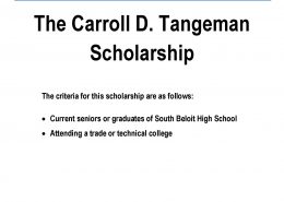 Carroll D. Tangeman Scholarship